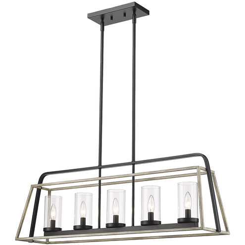 Bonnie 5 Light 37.5 inch Matte Black Grey Wood Chandelier Ceiling Light